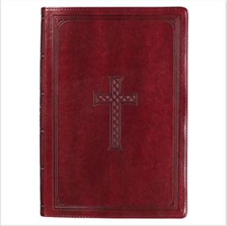 KJV Holy Bible, Super Giant Print, Burgundy Faux Leather w/Thumb Index and Ribbon Marker, Red Letter, King James Version