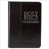KJV Holy Bible, Mini Pocket Size, Black Faux Leather w/Ribbon Marker, Red Letter, King James Version