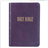 KJV Holy Bible, Large Print Compact Bible, Purple Faux Leather Bible w/Ribbon Marker, Red Letter Edition, King James Version